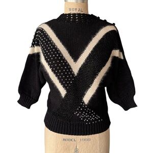 Vintage 80s Beaded Geometric Sweater